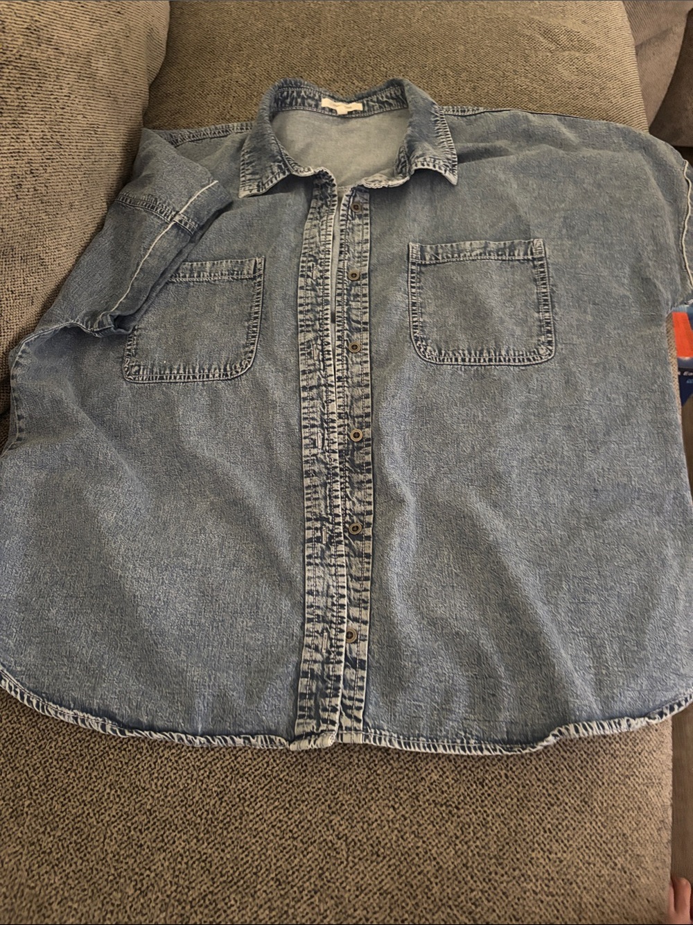Maurices Light Blue Denim Button-Up Shirt
